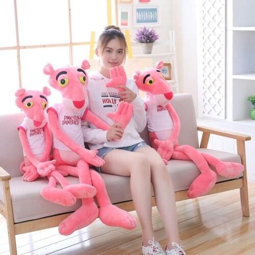 1pc 55/80CM kawaii Pink Panther with T-shirt Plush Toys Cute Children Dolls Stuffed Soft Hot Anime Toys Birthday Gift for Baby