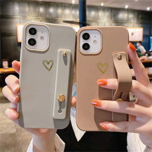 Love Heart Wrist Strap Couples Phone Case For iPhone 12 Pro Max 11 Pro Max Mini X XR XS Max 7 8 Plus SE 2020 Soft TPU Back Cover