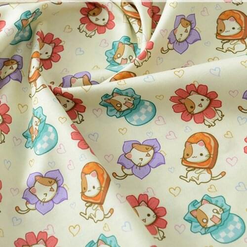 Cartoon Cute Cat 100% Cotton Fabric Patchwork For Kids Clothes Sewing Doll Quilting Fabrics Needlework Material Home Textile