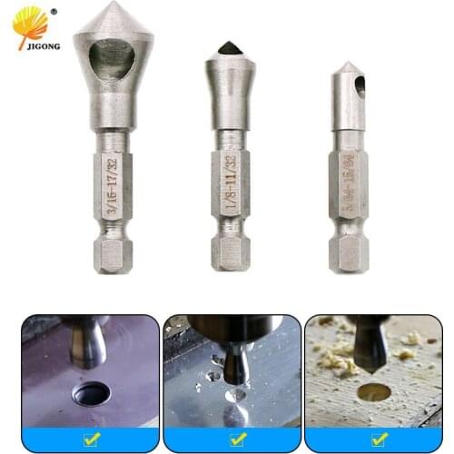3pcs/LOT 90 Degrees Countersink Bit Set Deburring Drill Bits Tapper Hole Cutter Hand Tools Wood Wooden Metal Plastic Chamfer Set