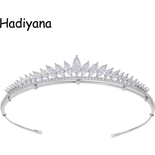 Hadiyana New Arrival Women Exquisite Crowns Tiara With High Quality Zirconia Wedding Jewelry Hair Accessories Crown HG6083