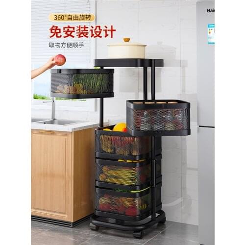 Upgrade The New Luxury Kitchen Organizer Shelf Dish Rack Fruit Multi-function Rotating Storage Basket Bathroom Storage Shelves