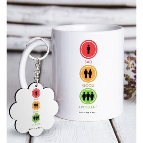 Personalized Bad Good Excellent White Mug and Keychain Gift Seti-1 Reliable Quality Cost Effective Gift Drink Solid