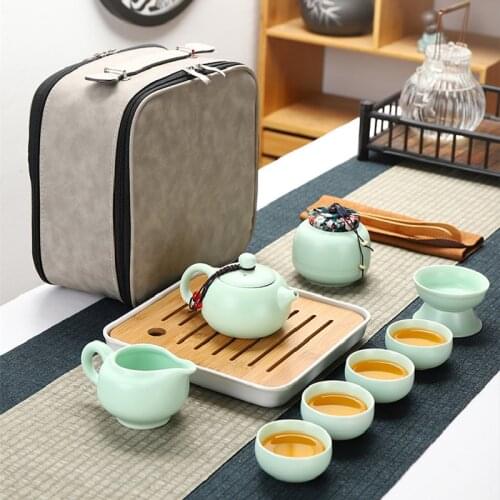 Ceramic Teapot Set Luxury Cute Bone China Tea Cup Banboo Tray Home Travel Business Gift Juego De Te Afternoon Tea Set AC50TS