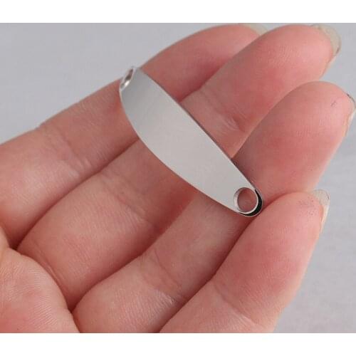 100% Stainless Steel Blank Bend Plates For Engrave 2 Hole Metal Plate Charm Connector For Bracelet Mirror Polished 10pcs