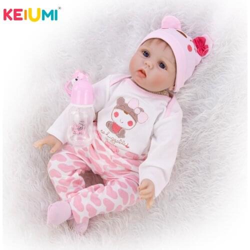 KEIUMI Lifelike 22'' Reborn Babies 55 cm Soft Silicone Reborn Baby Vinyl Stuffed Doll For Girl Birthday Xmas Gift