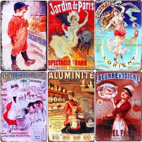 ROTHWELLS Retro Plaque Jardin De Paris ART Poster Wall Decoration Aluminite Vintage Metal Tin Signs Painting Home Decor ZSS12