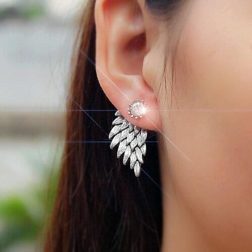 Retro Stereo Angel Wing Ear Nail Earrings Feather Alloy Piercing Ear Nail E09 European and American Foreign Trade