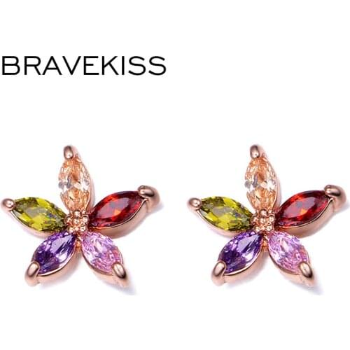 BRAVEKISS Fashion Multicolor Crystal Starfish Stud Earrings Earrings For Women Studs Bohemia Accessories Mujer 2020 New BUE0021