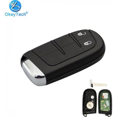OkeyTech 2 Button Smart Remote Control Key 433mhz 4A Chip Keyless Entry with Insert Blade for Jeep Dodge Cherokee Ram Chrysler