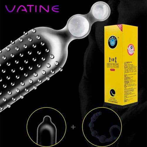 VATINE 1pcs/3pcs Natural Latex Ultra Thin Dual Beads Dotted Condoms G-spot Stimulator Delay Ejaculation Adult Sex Products
