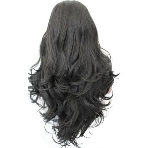 Women Synthetic Long Full Curly Wavy Lace Front Cosplay Parties Wigs Black