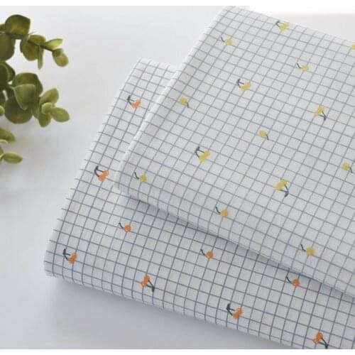 1meter 100% cotton Lattice cherry printing fabric for Childrens skirt dress DIY Summer clothes bag handwork fabric art XMT