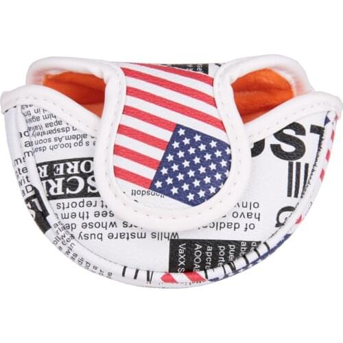 1pc Magnetic Closure Golf Putter Cover USA Flag and Newspaper Pattern Small Mallet Putter Head Cover