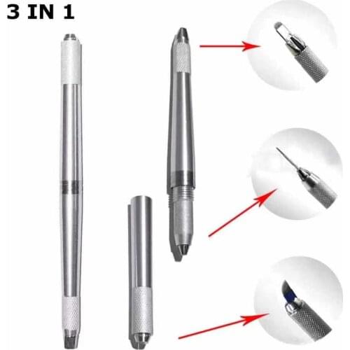 10/20/50pcs 3 in 1 Eyebrow Tattoo Pen Tool Professional Tebori Microblading Eyebrwo Permanent Makeup Pen Stain Steel Skin Tool