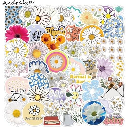 10/50Pcs Flowers Daisies Graffiti Stickers Inspirational Quotes Decals for Scrapbooking Suitcase Bike Guitar Sticker Kid Toys