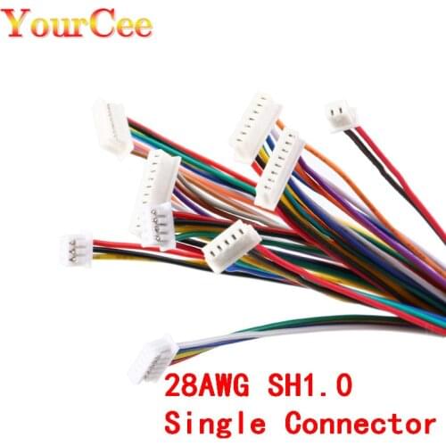10Pcs SH 1.0 Wire Cable Connector DIY SH1.0 JST 2/3/4/5/6/7/8/9/10 Pin Electronic Line Single Connect Terminal Plug 28AWG 10cm