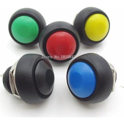 5PCS Mini Switch 12mm 1A waterproof switch pbs33b 12v momentary Push button Switch reset Non-locking pbs-33b 5 Colors