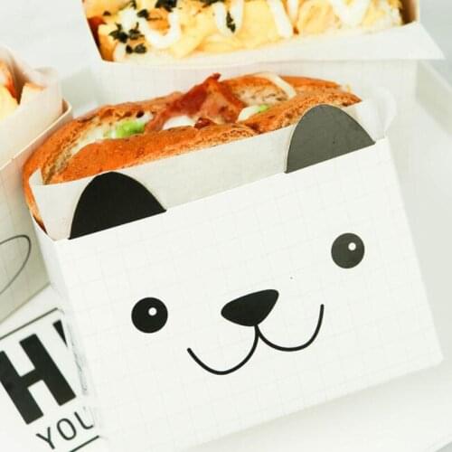 50pcs Cartoon Bear Bread Paper Bag Cake Sandwiches Box Breakfast Packaging Baking Wrapping Supplies