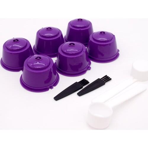 6Pcs fit for Dolce Gusto Coffee Filter Cup Reusable Coffee Capsule Filters For Nespresso,With Spoon Brush Kitchen Accessories