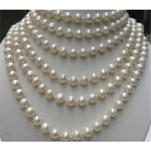 8mm White shell pearl long necklace 100 inches DIY women fashion jewelry making design wholesale and retail