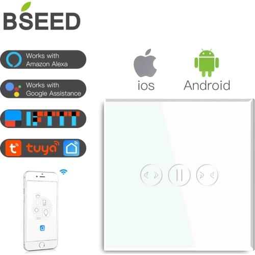 BSEED Wifi Smart Curtains Switch Wireless Wifi Switch White Black Golden Colors Support For Tuya Google Assistant