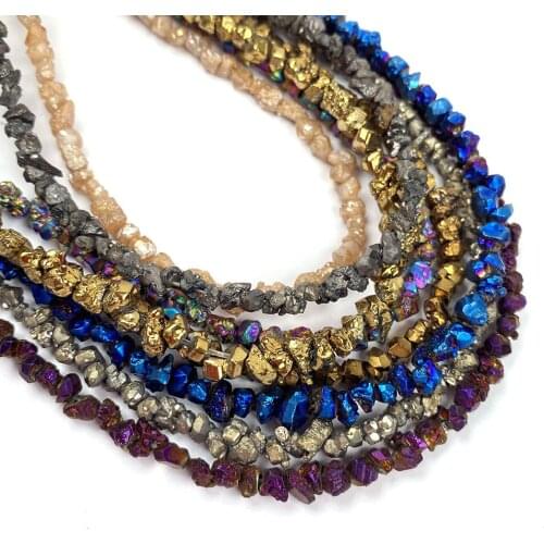 Natural Stone Loose Beads Irregular Shape Color Plating Crystal Gravel for Jewelry Making DIY Necklace Bracelet Accessories