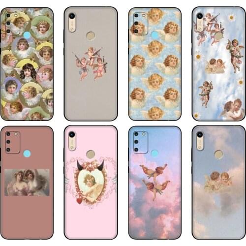 Black tpu Case For Huawei Honor 8a Prime 8s Prime 9 Lite honor 9A 9C 9X Premium 9x Pro 9S Case Renaissance angels Novelty Fundas