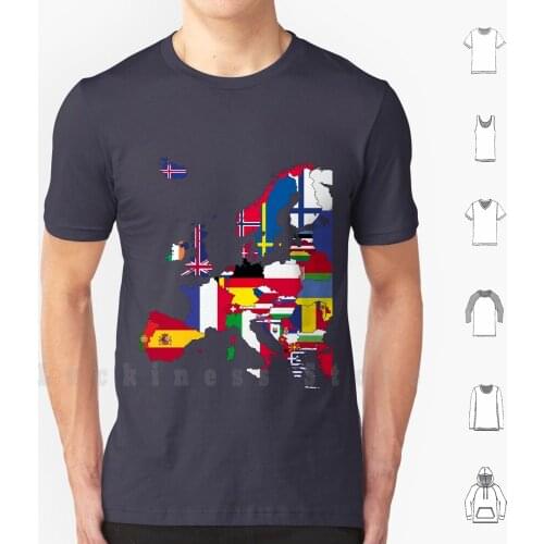 Europe Flags Black T Shirt DIY Cotton Big Size 6xl Europe Flag Black Graphic Countries Uk France Map Spain Italy Ireland Swiss