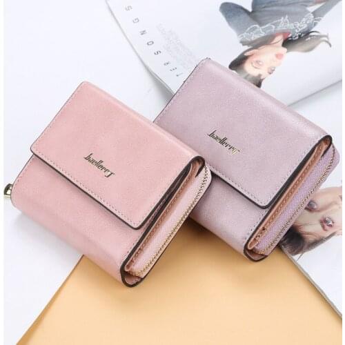 DIKEDAKU Baellerry New Ladys Purse 2019 Stylish Short Zipper Multi-clip Bag Creative Buckle Women Wallet PU Standard Wallets