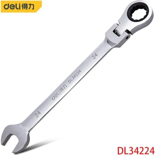 Deli DL34224 Movable Head Combination Wrench Specification 24mm Ratchet WrenchChrome Vanadium Steel Material Hand Tools Polished