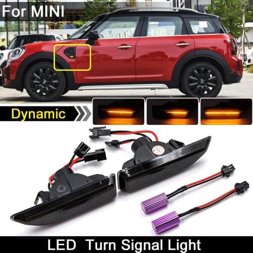 For Mini Cooper Countryman F60 2017 2018 2019 2020 Smoked Lens LED Side Marker Light Dynamic Blinker Amber Turn Signal Lamp