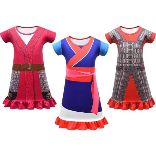 Chinese Traditional Costumes Huamulan Cosplay Fancy Dress For Girls Female Hero Clothing Kids Role Playing Frocks