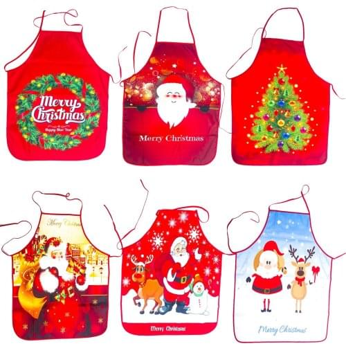 Christmas Decoration Sleeveless Apron Santa Elk Cotton Linen Kitchen Decorative Aprons Women Home Cooking Baking Party Props