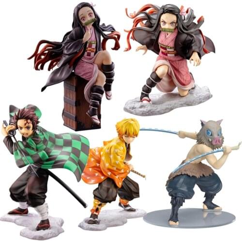 2020 Anime Figurine Demon Slayer Kimetsu no Yaiba Kamado Tanjirou Hashibira Inosuke Kamado Nezuko PVC Figure Collection Toys