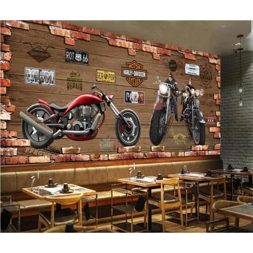Custom photo wallpapers 3d murals wallpaper for walls 3 d Retro motorcycle nostalgic brick wall background decorative wall paper