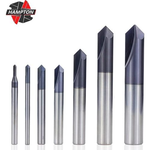 HAMPTON Chamfer End Mill 2-12mm 2 Flute Chamfer Cutter 90 Degrees Carbide End Mill Chamfer Router Bit CNC Machine Milling Cutter