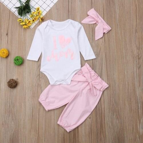 Autumn Winter 0-24M Newborn Infant Baby Girl 3pcs Clothes Set Kids Girls Romper+Long Pants+Headband Outfits Clothing New Set
