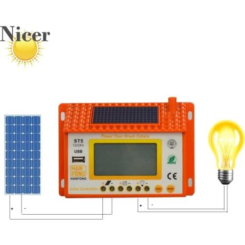 ST5 20A Solar Controller House-Like Super Large Display Controller Battery Regulator Dual LCD Display 20A Solar Controller