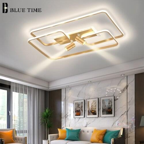 Square&Rectangle Modern Ceiling Light Home Ceiling Lamp 110v 220v For Living Room Bedroom Dining Room Light Fixture Black&Gold