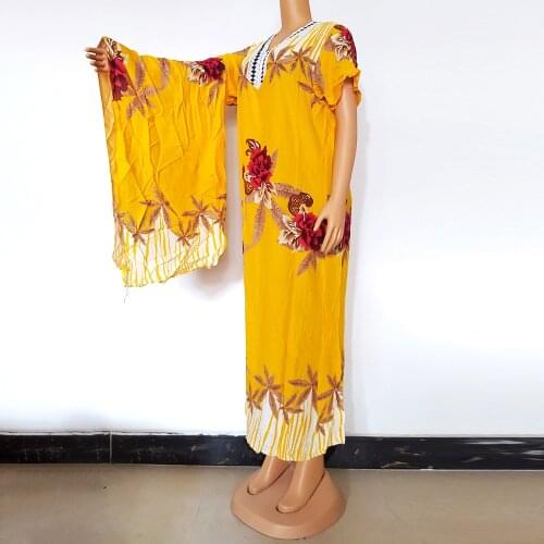 Hot Sales 2021 High Quality African Plus Size Maxi Dresses Women V-neck Short Sleeve Elegant Floral Print Scarf Vestidos Summer
