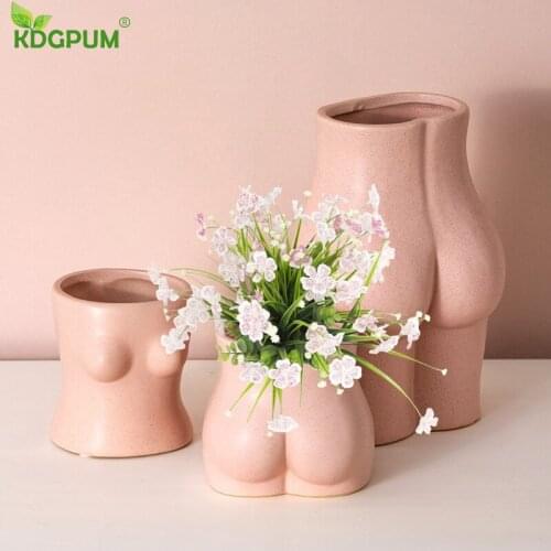 Mini Body Art Vase Boobs Ass Ceramic Small Vase Sculpture Ornaments Crafts Creative Abstract Hobby Vase Flower Pot Home Decor