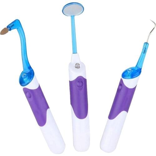 Illuminated Dental Kit Tooth Pick Dental Scraper Mirror Scaler Tartar Calculus Plaque Remover Keep Teeth White LEDInstrument Set