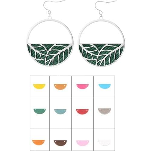 Koaem 2021 New DIY Stainless Steel Earring For Women Interchangeable Leather Argent Round Drop Earring Hanging Dangle Earrings