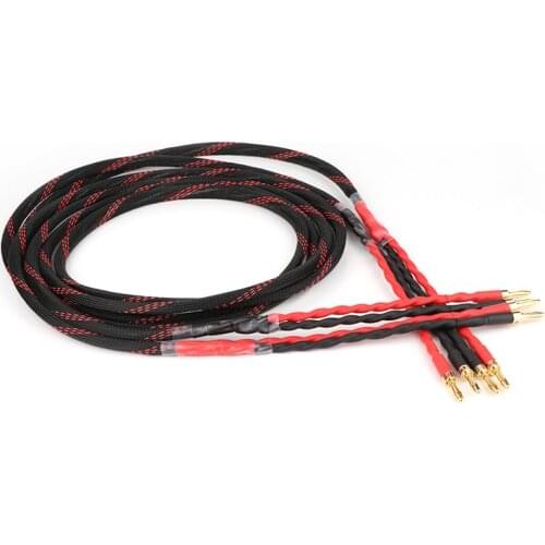 One Pair oxygen-free copper audio speaker cable HI-FI high-end amplifier speaker cable Banana to Banana Plug Cable