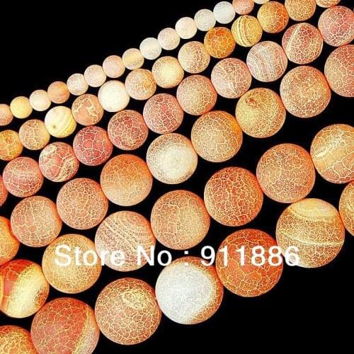 Wholesale 4mm 6mm 8mm 10mm 12mm 14mm Orange Frosted Matte Fire Onxy Loose Stone Round Beads Findings For Charm Jewelry Making