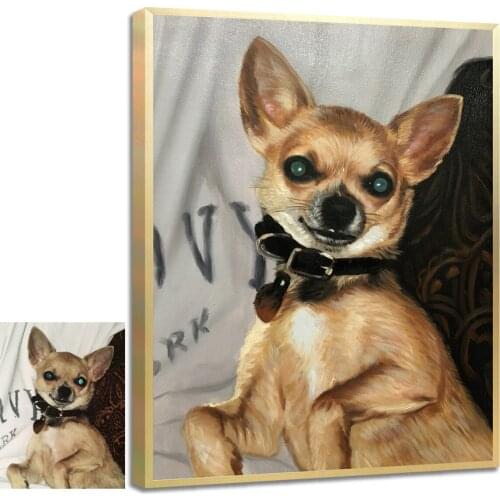 Personalized Photo to Oil Paintings 100% Hand Painted on Canvas Pet Portrait Custom Wall Art for Living Room Dog Portrait Art
