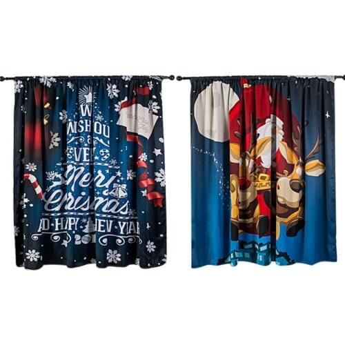 Window Tapestry Christmas Curtains Santa Clause Snowman Reindeer Printedfor Living Room Bedroom Shower Curtain Valance Curtains