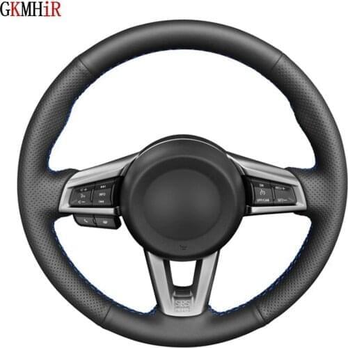 DIY Hand-Stitched Non-slip Black Artificial Leather Car Steering Wheel Cover For Mazda MX5 MX-5 2016 2017 2018 2019 2020