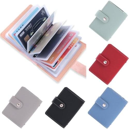 Unisex Men Womens 26 Cards Slim PU Leather ID Credit Card Holder Pocket Case Small Clutch Purse Blocking Money Solid Hasp Bag